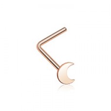 Rose Gold Dainty Crescent Moon Icon L-Shaped Nose Ring