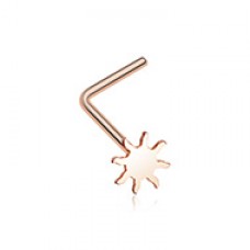 Rose Gold Dainty Blazing Sun Icon L-Shaped Nose Ring