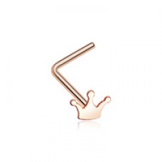 Rose Gold Dainty Princess Crown Icon L-Shaped Nose Ring