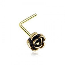 Golden Vintage Rose Icon L-Shaped Nose Ring
