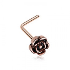 Rose Gold Vintage Rose Icon L-Shaped Nose Ring