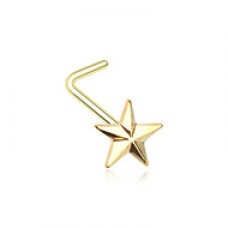 Golden Nautical Star Icon L-Shaped Nose Ring