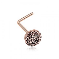 Rose Gold Mandela Filigree Icon L-Shaped Nose Ring