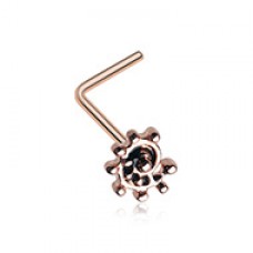 Rose Gold Ambro Swirl Filigree Icon L-Shaped Nose Ring