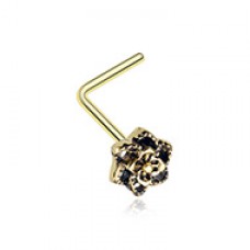 Golden Camellia Flower Filigree Icon L-Shaped Nose Ring