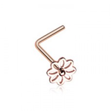 Rose Gold Daisy Breeze Flower L-Shaped Nose Ring