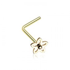 Golden Sweet Violet Flower L-Shaped Nose Ring