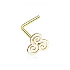 Golden Gold Trinity Swirl L-Shaped Nose Ring