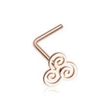 Rose Gold Trinity Swirl L-Shaped Nose Ring