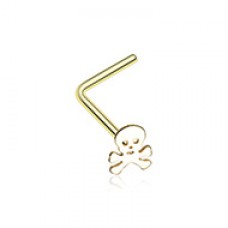 Golden Pirate Skull L-Shaped Nose Ring