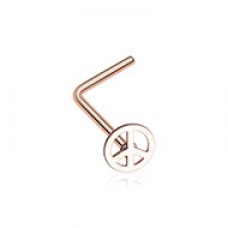 Rose Gold Peace Icon L-Shaped Nose Ring