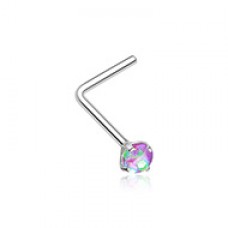 Opal Sparkle Prong Set L-Shaped Nose Ring