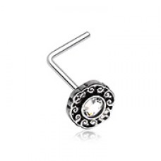 Luna Ornate Filigree Sparkle Icon L-Shaped Nose Ring