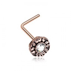 Rose Gold Luna Filigree Sparkle Icon L-Shaped Nose Ring