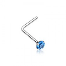 Prong Set Gem Top Steel L-Shaped Nose Ring