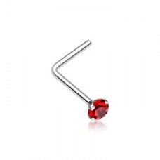 Prong Set Gem Top Steel L-Shaped Nose Ring