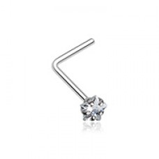 Star Prong Set Gem Top L-Shaped Nose Ring