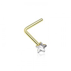 Golden Star Sparkle L-Shaped Nose Ring
