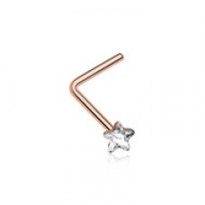 Rose Gold Star Sparkle L-Shaped Nose Ring