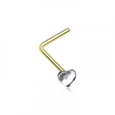 Golden Heart Sparkle L-Shaped Nose Ring