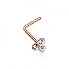 Rose Gold Trinity Gem Top L-Shaped Nose Ring