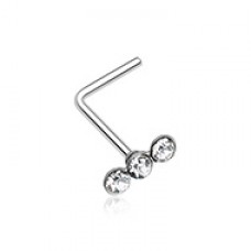 Triple Linear Gem L-Shaped Nose Ring