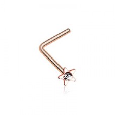 Rose Gold Star Icon Sparkle L-Shaped Nose Ring