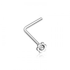 Flower Icon Sparkle L-Shaped Nose Ring