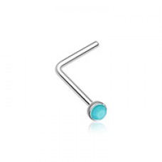 Turquoise Stone L-Shaped Nose Ring
