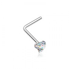 Heart Glitter Sparkle L-Shaped Nose Ring