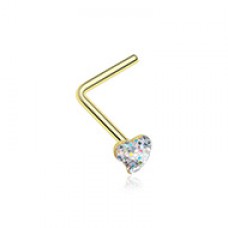 Golden Heart Glitter Sparkle L-Shaped Nose Ring