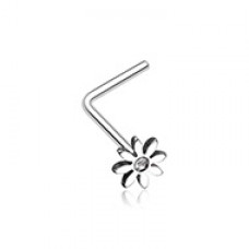 Cutesy Daisy Flower Sparkle L-Shaped Nose Ring