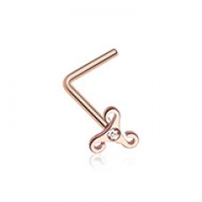 Rose Gold Trinity Icon Sparkle L-Shaped Nose Ring