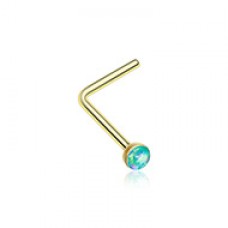 Golden Opal Sparkle L-Shaped Nose Ring