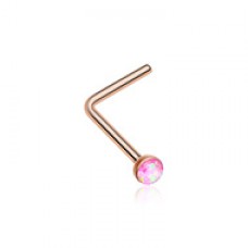 Rose Gold Opal Sparkle L-Shaped Nose Ring