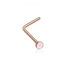 Rose Gold Opal Sparkle L-Shaped Nose Ring