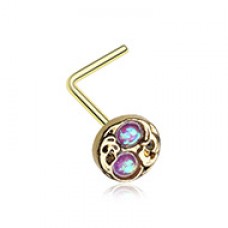 Golden Tao Filigree Opal Sparkle L-Shaped Nose Ring