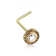 Golden Freya Flower Filigree Sparkle Icon L-Shaped Nose Ring