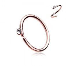 Rose Gold Gem Top Bendable Steel Nose Hoop