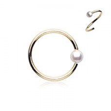Golden Pearl Bead Bendable Nose Hoop