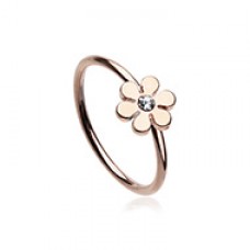 Rose Gold Flower Gem Bendable Steel Nose Hoop