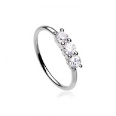 Elegant Seamless Prong set 3 Gem Bendable Nose Hoop