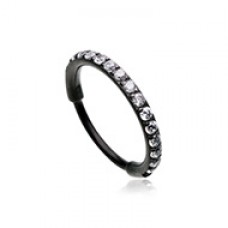 Black Side Facing Multi Gem Steel Seamless Hinged Clicker Nose Hoop