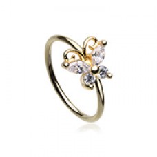 Golden Butterfly Cubic Gem Bendable Nose Hoop