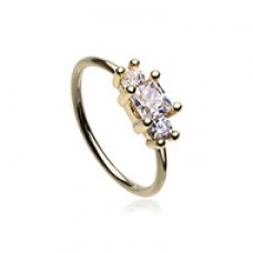 Golden Classic Cut Cubic Gem Bendable Nose Hoop