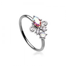 Iridescent Victorian Opal Gem Bendable Nose Hoop