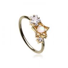 Golden Star Cluster Opal Gem Bendable Nose Hoop