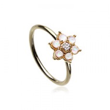 Golden Opal Flower Gem Bendable Nose Hoop