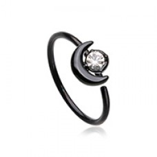 Midnight Black Moon CZ Bendable Nose Hoop