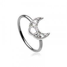 Gemmed Crescent Moon Bendable Nose Hoop